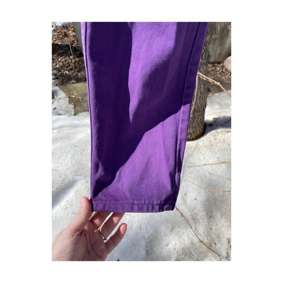 80s 90s Platoon Purple Denim High Waist Tapered Cotton Velvet Sz 5 - Picture 8 of 15